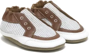 Robeez Baby Boy's Stylish Steve Soft Sole (Infant/Toddler) Grey Seersucker 0-6 Months (US 1-2 Infant) M
