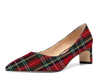 ROSERWISH Womens Slip On Patent Pointed Toe Dating Chunky Low Heel Pumps Dress Shoes 2 Inch