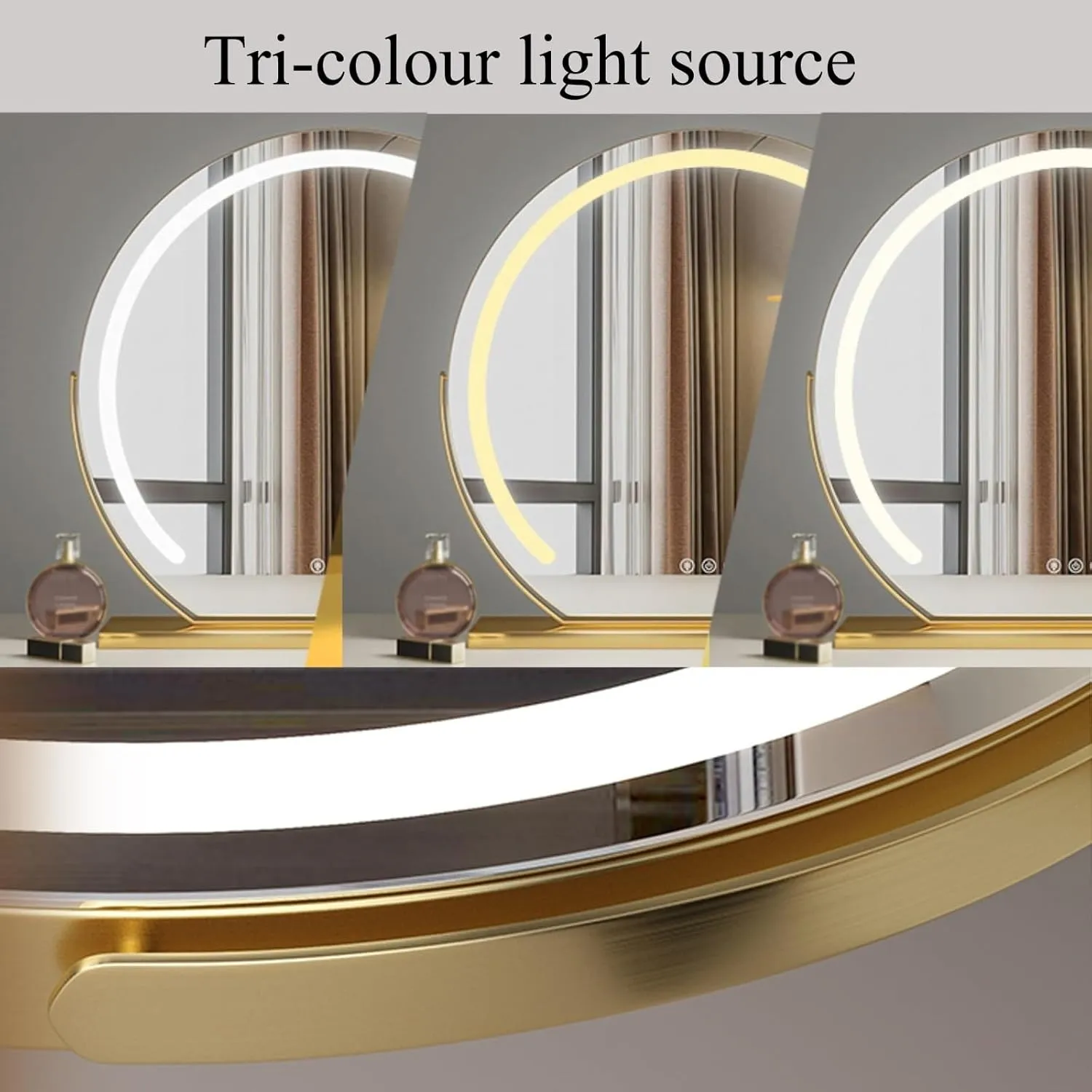 Round Standing Makeup Mirror, Hollywood Vanity Mirror with Dimmable LED Lights, 3 Lighting Modes Smart Touch Control 360° Rotation Dressing Table Mirror, Tabletop and Desk Mirror(Black,30cm)