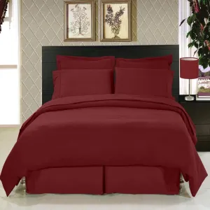 Royal Tradition 7PC Brushed Microfiber Bedding Set -Queen Size- Solid Burgundy (Duvet Cover Set with Matching Bed Sheets)