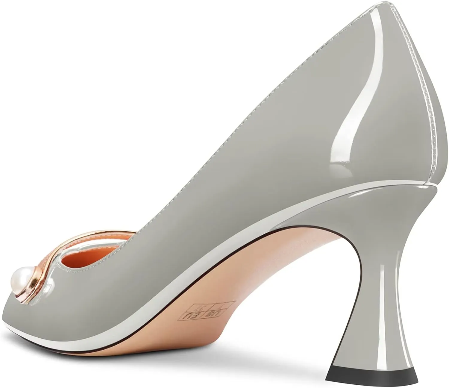 Saekcted Women Chunky Block Mid Heel Pointed Toe Pumps Slip-on Pearls Prom Dress 2.6 Inches Heels