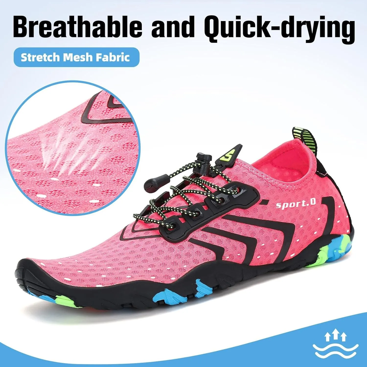 SAGUARO Quick-Dry Water Shoes for Women – Swim Shoes, Beach Shoes, Aqua Shoes with Lightweight, Breathable, Slip-Resistant Design for Pool & Outdoor Use