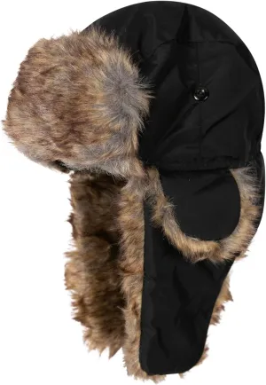Sakkas Unisex Weatherproof Nylon Faux Fur Lined Winter Earflap Trooper Aviator Hat