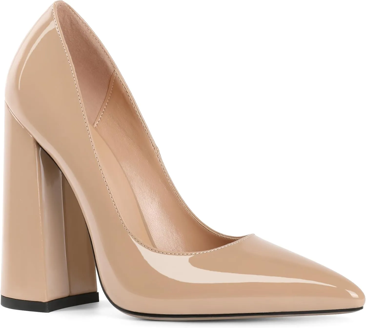 SAMMITOP Women's Chunky High Heel Pumps Pointed Toe Slip On Party Dress Shoes