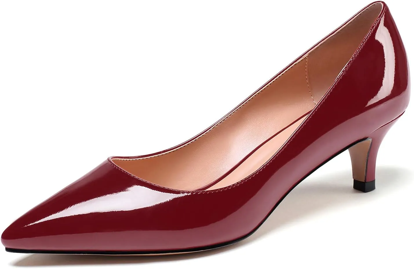 SAMMITOP Women's Pointed Toe Pumps Classic Kitten Heel Shoes Slip On Office Business Shoes