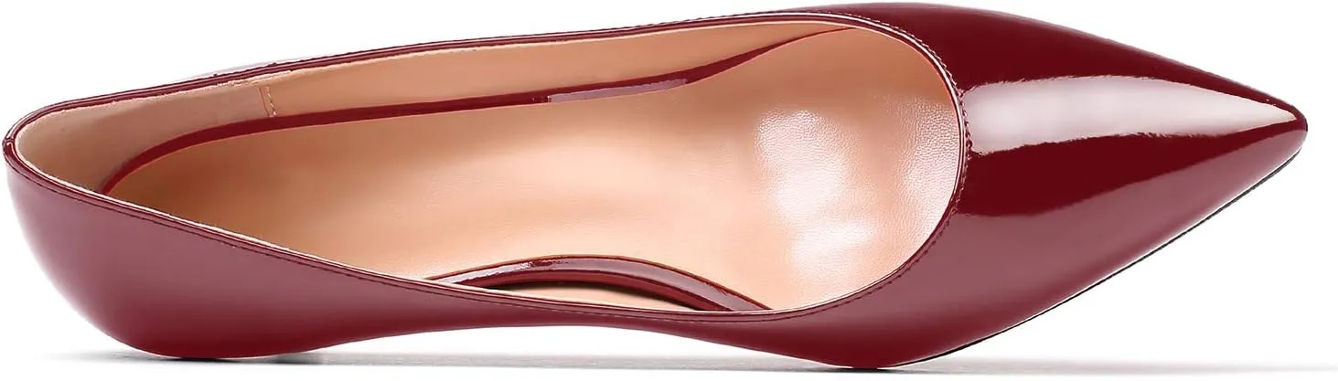 SAMMITOP Women's Pointed Toe Pumps Classic Kitten Heel Shoes Slip On Office Business Shoes