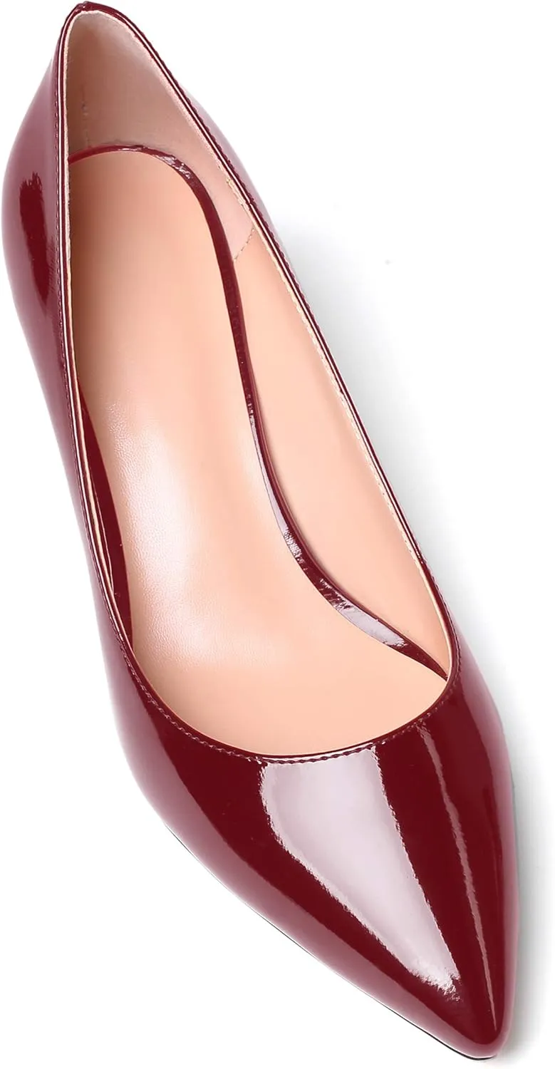 SAMMITOP Women's Pointed Toe Pumps Classic Kitten Heel Shoes Slip On Office Business Shoes