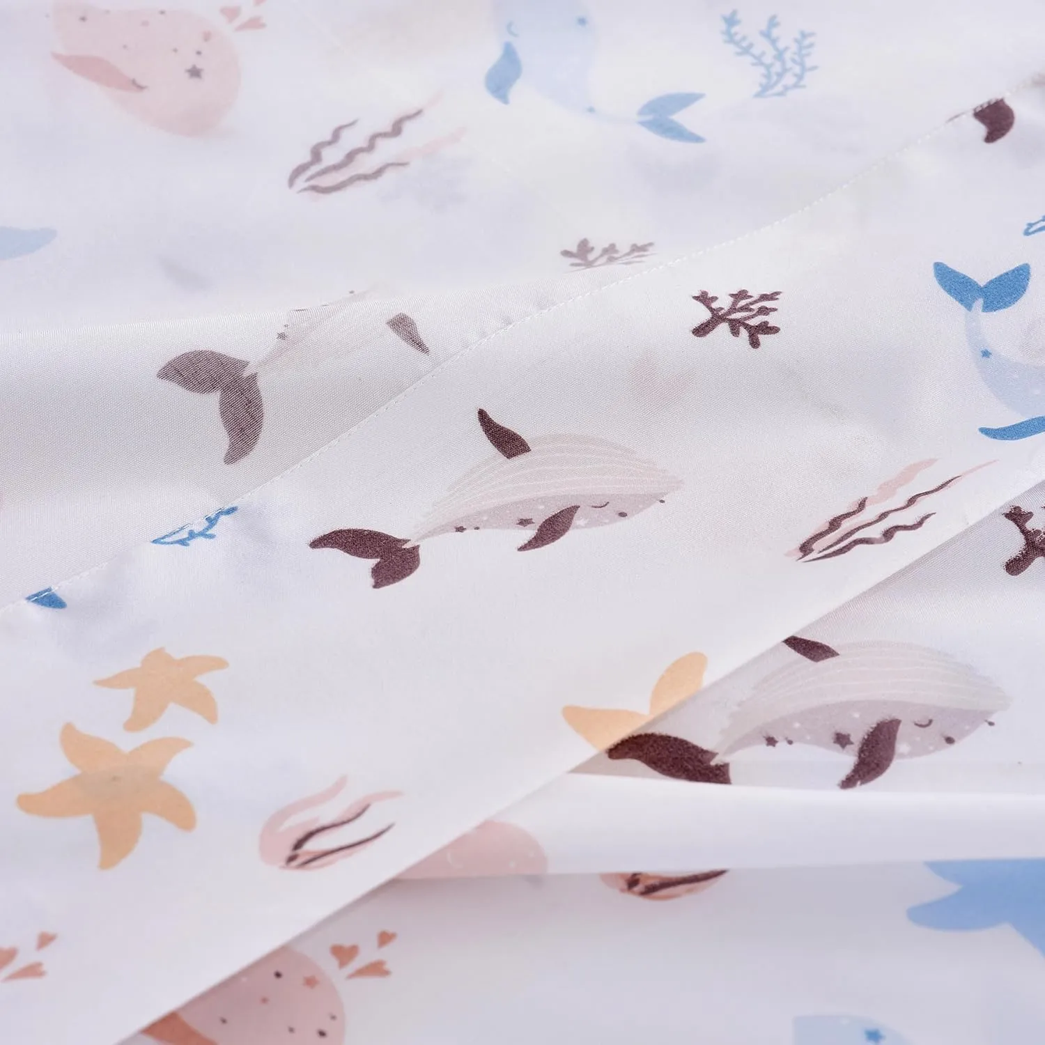 Sea Animal Twin Sheets Fish Whale Underwater World Cute Cozy Fun Twin Bed Sheet Set for Kids Girls Boys Children - Kids Bed Sheet Collection - Deep Pocket, Wrinkle Free and Soft Bedding - 3PC