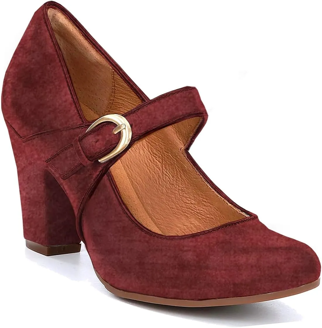 SHODENSE Women Vintage Chunky High Heel Mary Jane Shoes Round Closed Toe Ankle Strap Dress Sandals 3" Block Heels Mary Jane Lolita Pumps Two-Toned Patchwork Buckle Office Lady Wedding Retro 4-11 M US