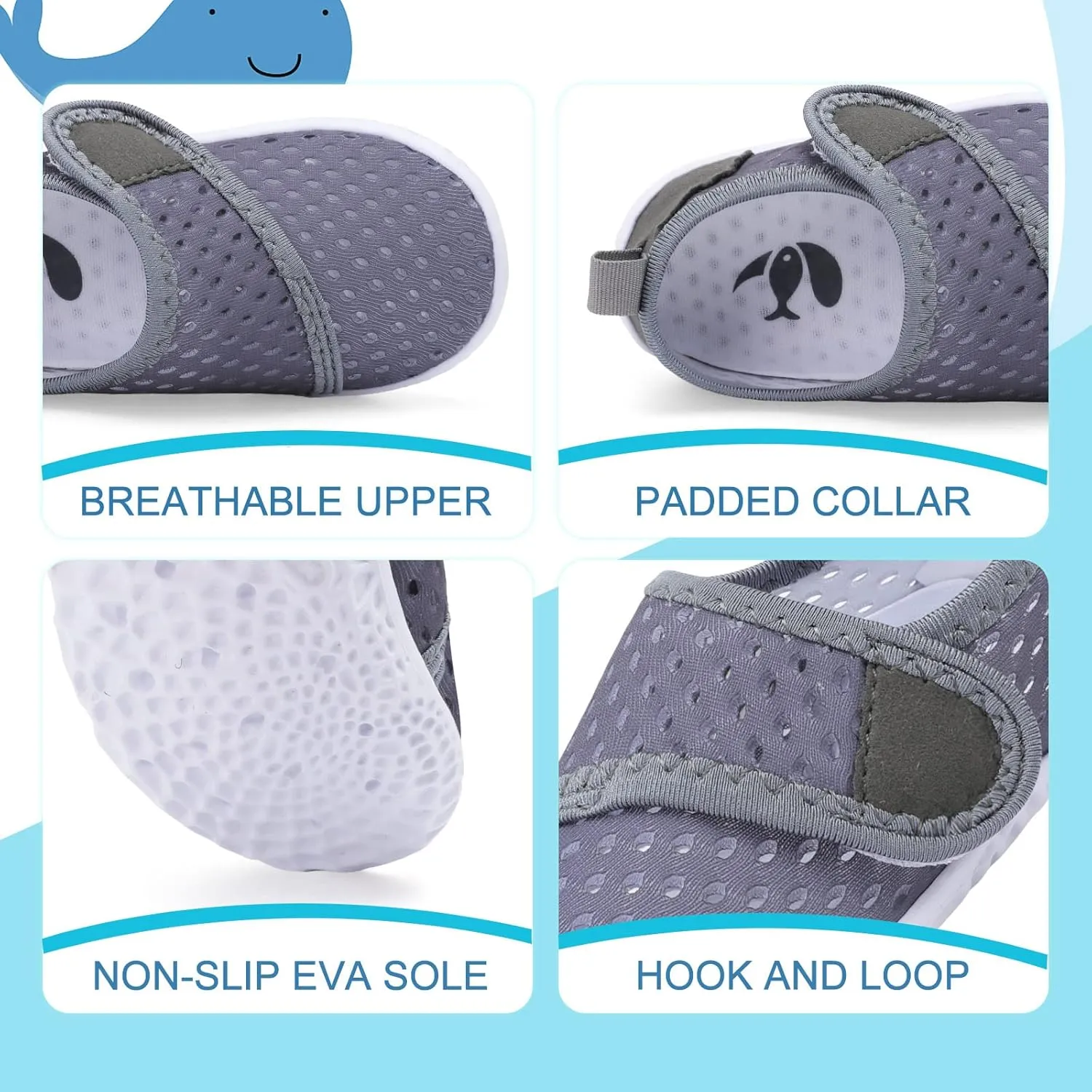 shopUAL Toddler Water Shoes Kids Girls Boys Beach Aqua Socks Skin Barefoot Walking Water Shoes Quick Dry Non-Slip Breathable Swim Pool Surf
