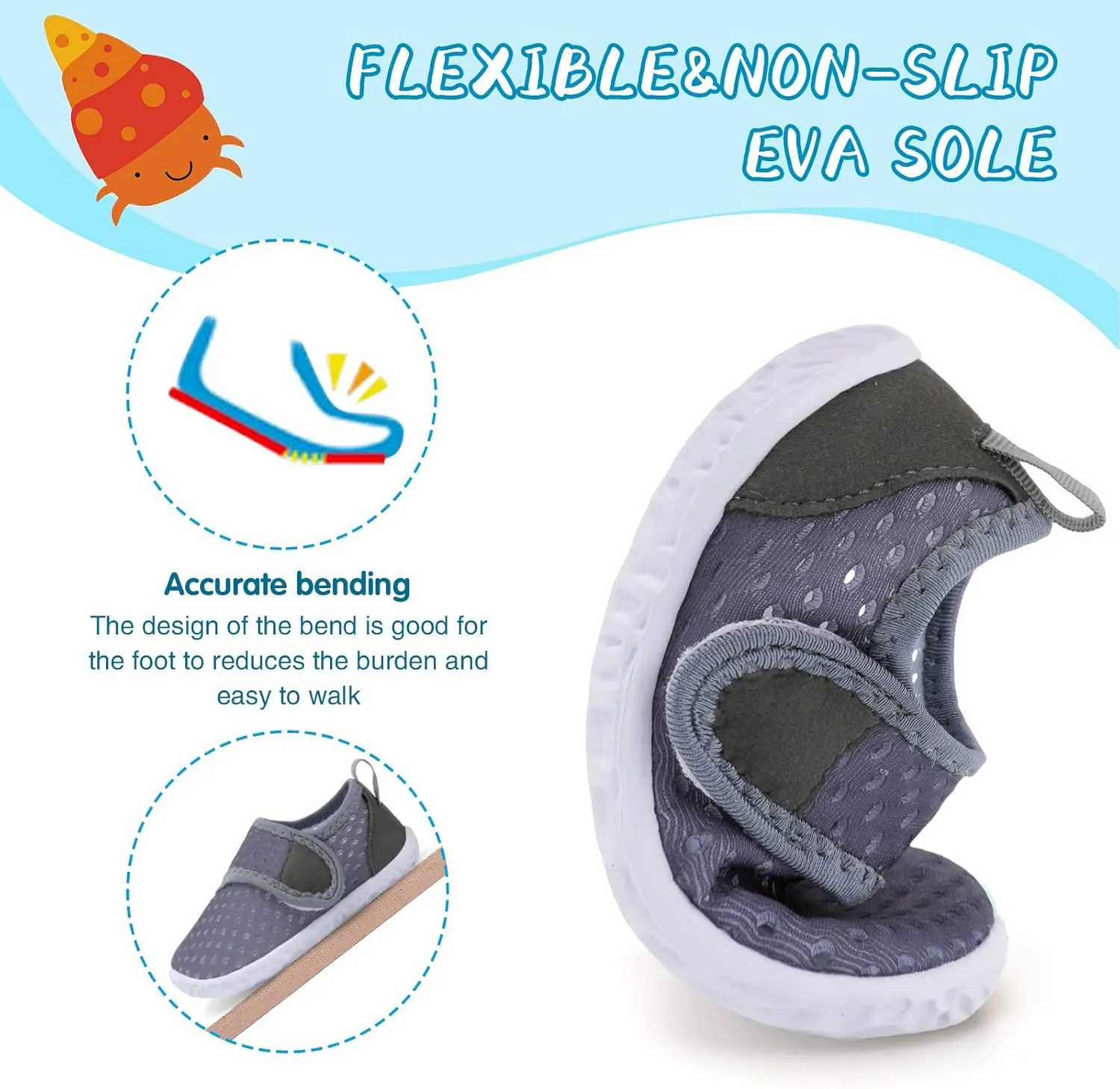 shopUAL Toddler Water Shoes Kids Girls Boys Beach Aqua Socks Skin Barefoot Walking Water Shoes Quick Dry Non-Slip Breathable Swim Pool Surf