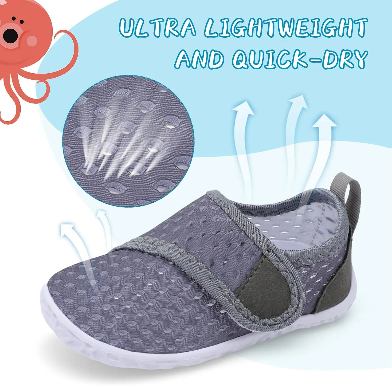 shopUAL Toddler Water Shoes Kids Girls Boys Beach Aqua Socks Skin Barefoot Walking Water Shoes Quick Dry Non-Slip Breathable Swim Pool Surf