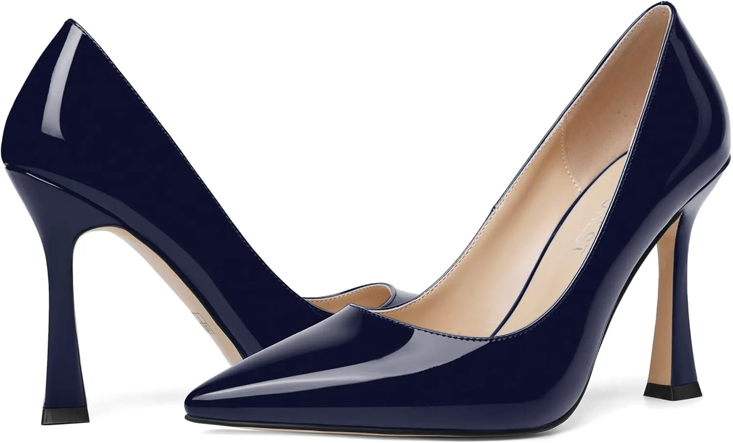 SHOWFOREST Womens Pointed Toe Slip On Sexy Evening Patent Stiletto High Heel Pumps Shoes 4 Inch