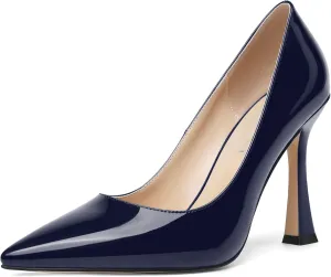 SHOWFOREST Womens Pointed Toe Slip On Sexy Evening Patent Stiletto High Heel Pumps Shoes 4 Inch