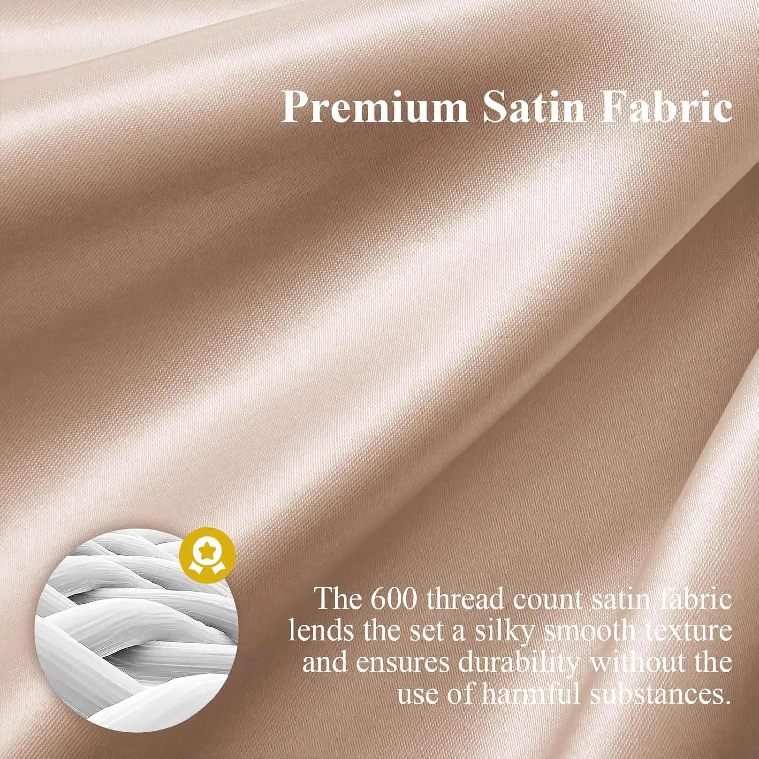 Silk Like Satin Bed Sheets, 6-Piece Beige California King Size Satin Sheets for Hair and Skin, Luxury Silky Bedding Set with Deep Pocket for Mattress (California King, Beige)