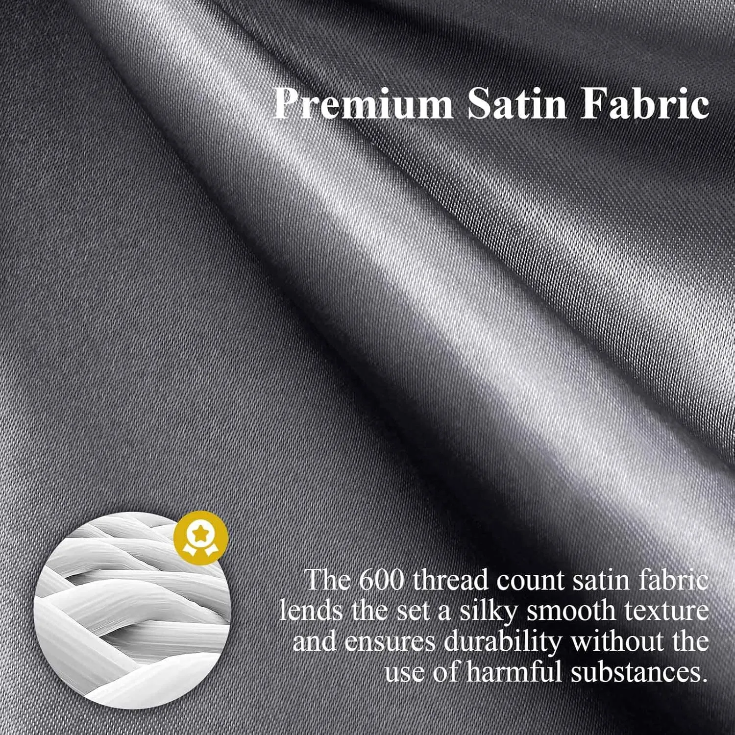Silk Like Satin Bed Sheets, 6-Piece Grey California King Size Satin Sheets for Hair and Skin, Luxury Silky Bedding Set with Deep Pocket for Mattress (California King, Grey)