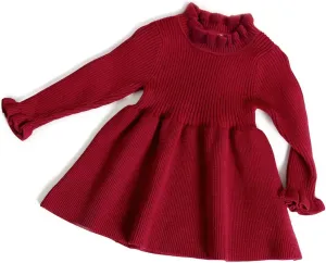 Simplee kids Little Girls' Long Sleeve Girl Dresses and Rompers Ribbed Knit Sweater Dress Black for 6M-5T
