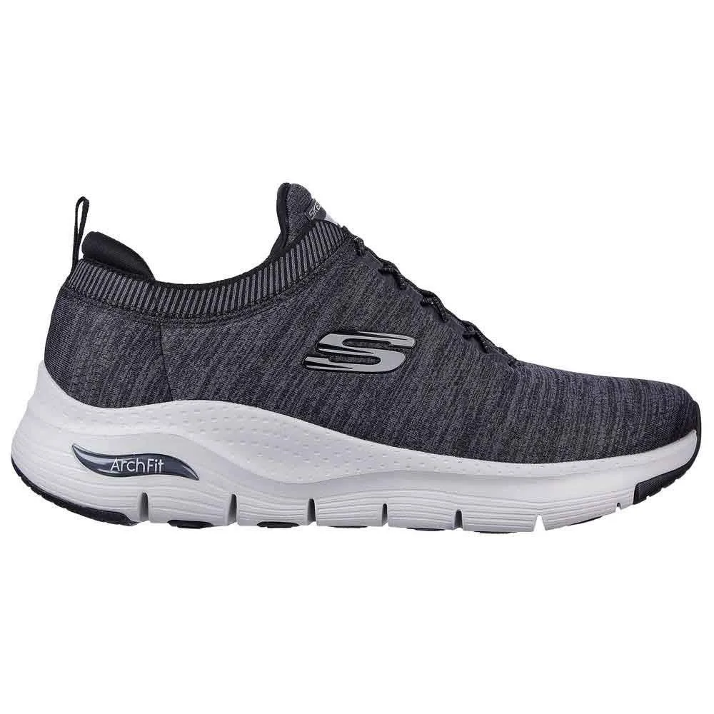 Skechers Mens Arch Fit Waveport Black/Grey Slip On Shoes 232301/BKGY