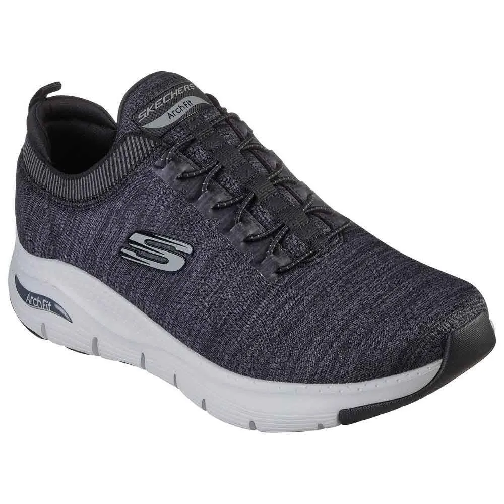 Skechers Mens Arch Fit Waveport Black/Grey Slip On Shoes 232301/BKGY