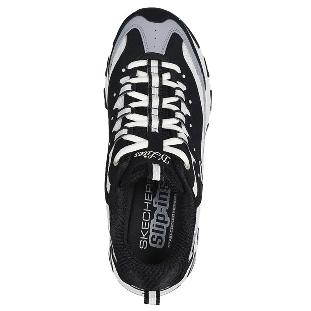 Skechers Women's D'Lites Smooth Nostalgia Slip-Ins Black/Natural Low Top Sneaker Shoes (BKNT)