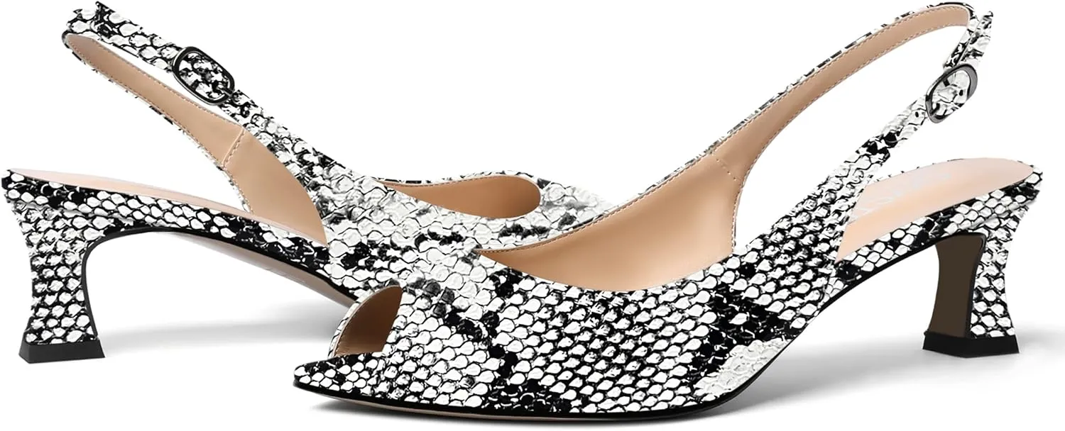 SKYSTERRY Women's Patent Dress Slip On Wedding Slingback Peep Toe Spool Low Heel Pumps Shoes 2 Inch