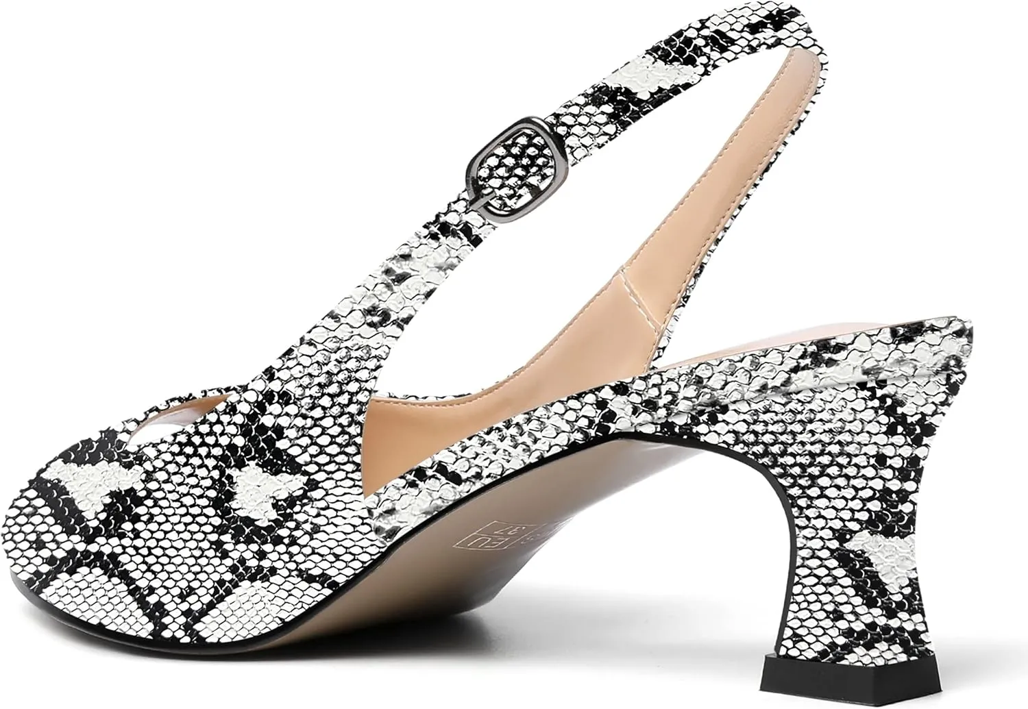 SKYSTERRY Women's Patent Dress Slip On Wedding Slingback Peep Toe Spool Low Heel Pumps Shoes 2 Inch