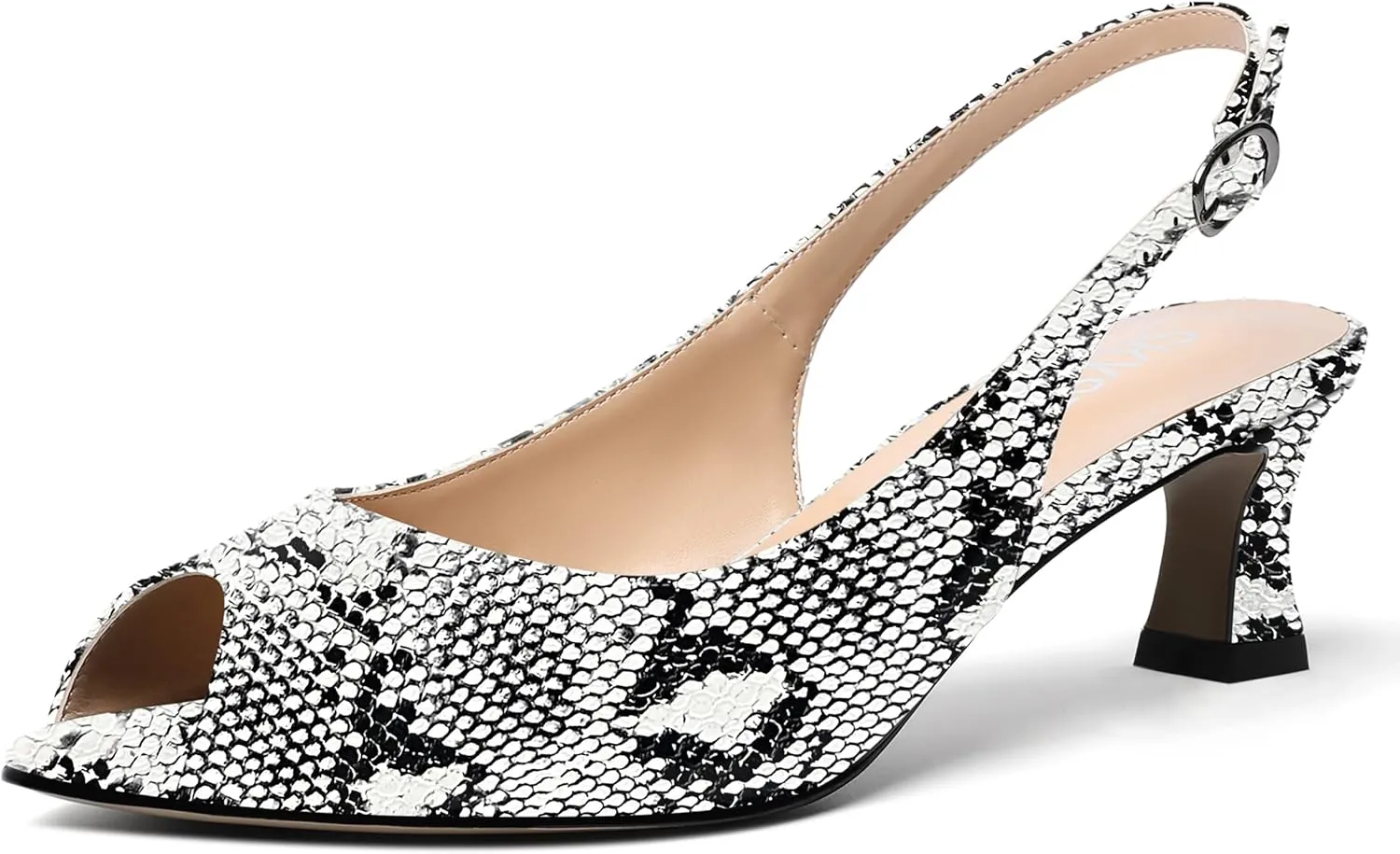 SKYSTERRY Women's Patent Dress Slip On Wedding Slingback Peep Toe Spool Low Heel Pumps Shoes 2 Inch