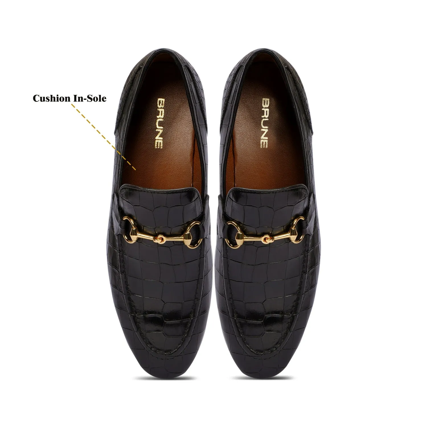Sleek Deep Cut Croco With Horsebit Detailing Men's Loafer