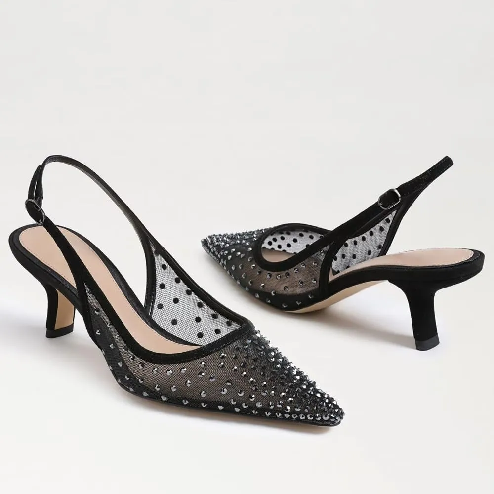 Slingback Pumps for Women Pointed Toe Heels Slip on Kitten Heels Sandals Dress Party Wedding