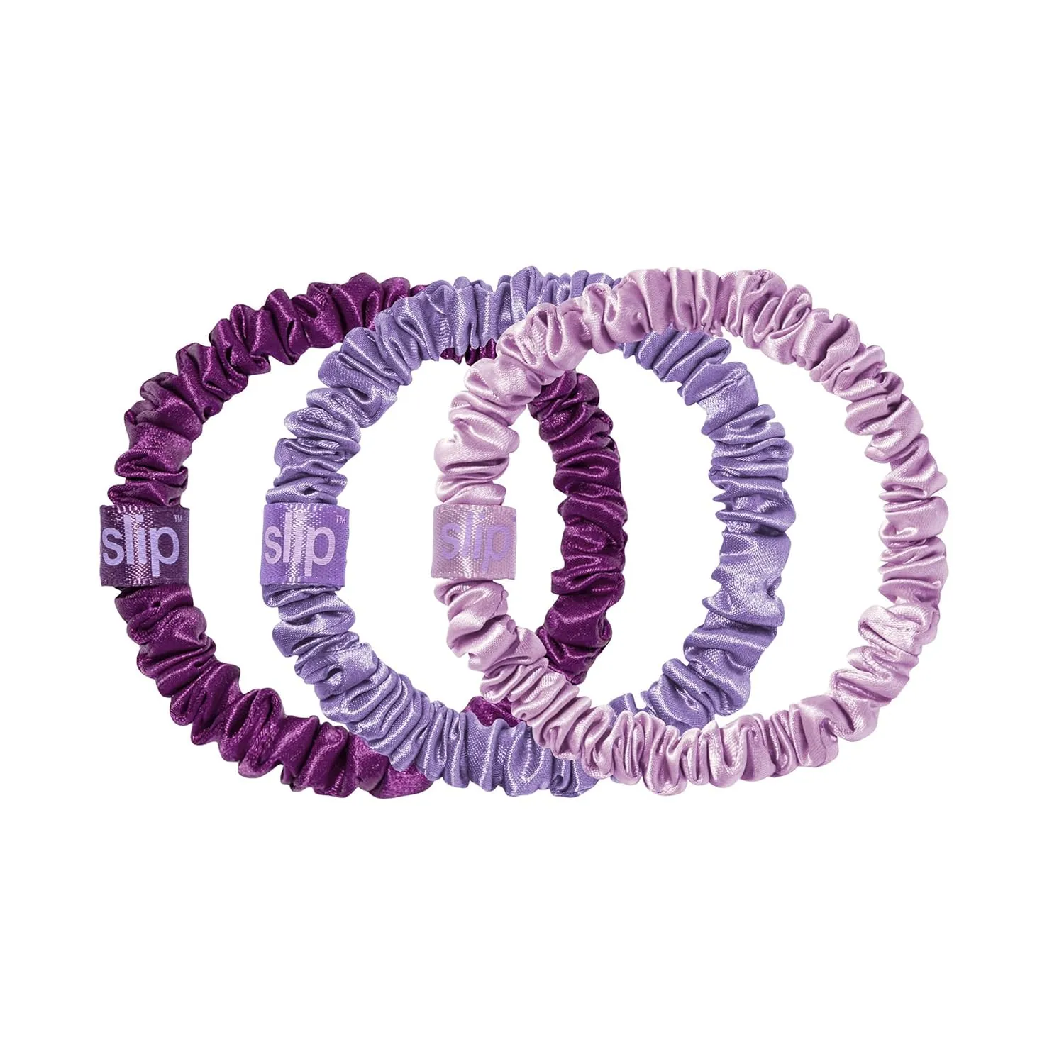 slip Amazon Exclusive Skinny Scrunchies: Anti-Crease, Anti-Breakage Slipsilk™ Design Protects Delicate Hair | Includes 3 Pure Silk Scrunchies, Violet