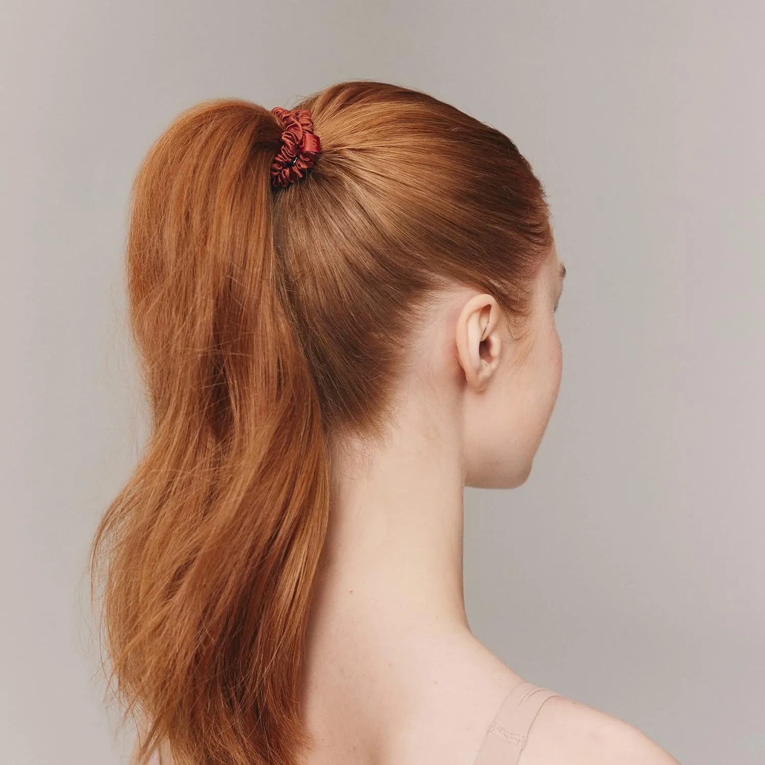 slip Silk Skinny Scrunchies - Auburn | Set of 4 Skinny Scrunchies | 100% Mulberry Silk, Anti-Crease, Gentle on Hair, Reduces Breakage | Stylish, Durable, Ideal for All Hair Types