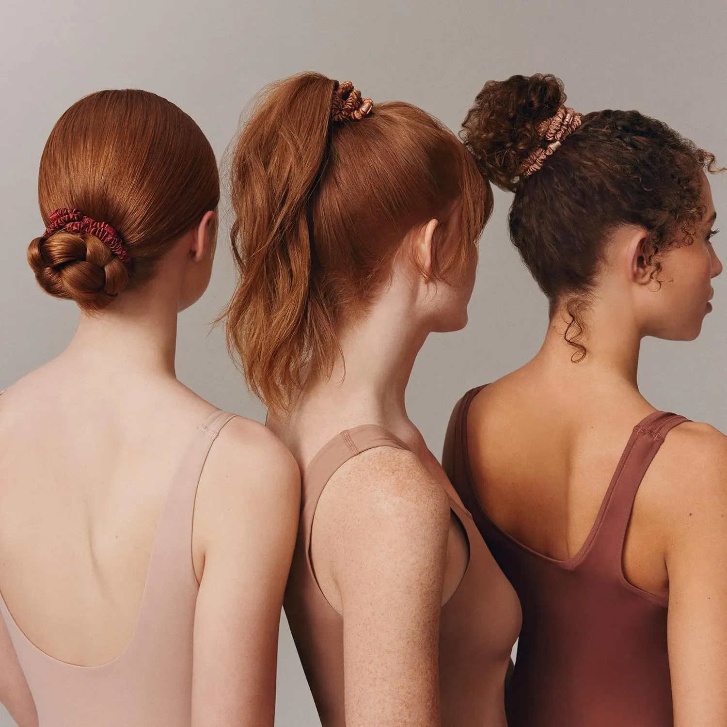 slip Silk Skinny Scrunchies - Auburn | Set of 4 Skinny Scrunchies | 100% Mulberry Silk, Anti-Crease, Gentle on Hair, Reduces Breakage | Stylish, Durable, Ideal for All Hair Types