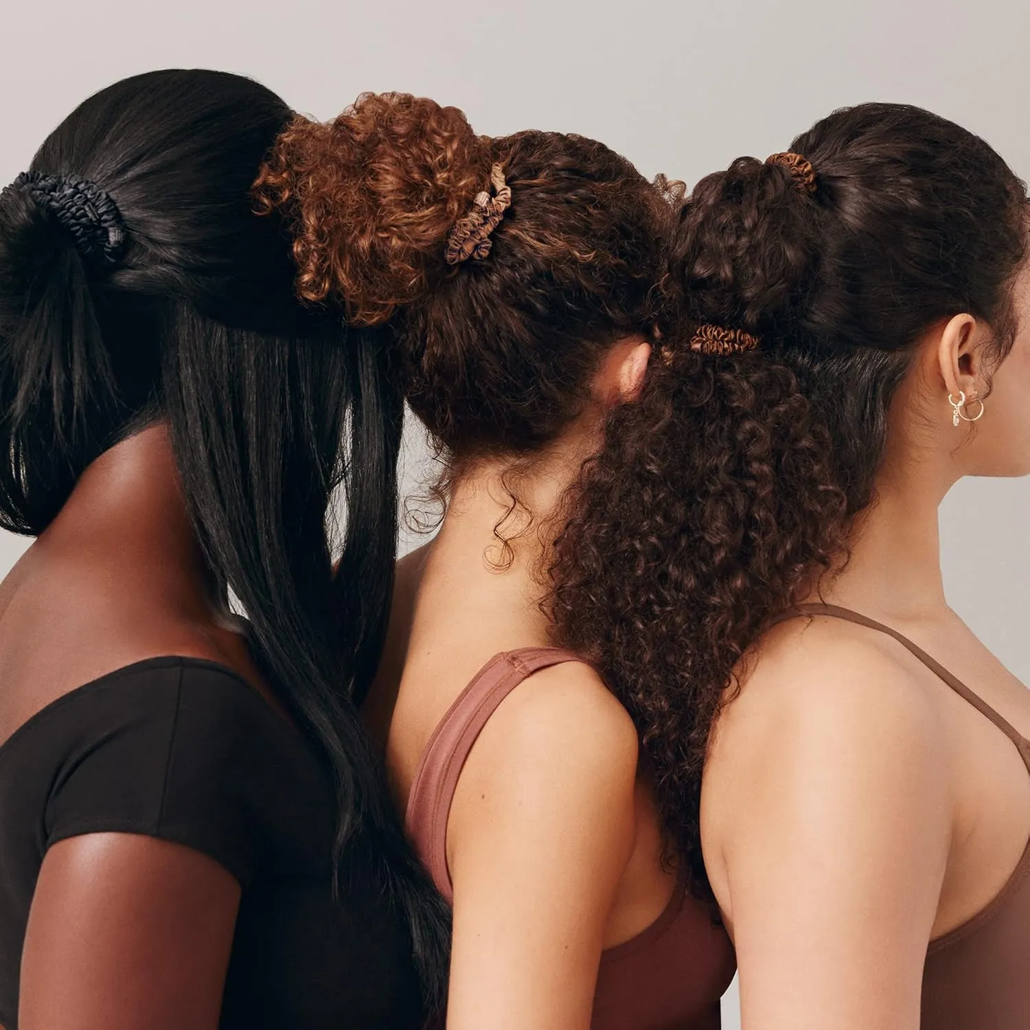 slip Silk Skinny Scrunchies - Black | Set of 4 Skinny Scrunchies | 100% Mulberry Silk, Anti-Crease, Gentle on Hair, Reduces Breakage | Stylish & Durable, Ideal for All Hair Types