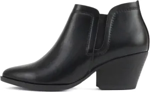 Soda “GWEN” ~ Women Pointed Toe Slip-On Elastic Gore Low Stack Heel Ankle Bootie