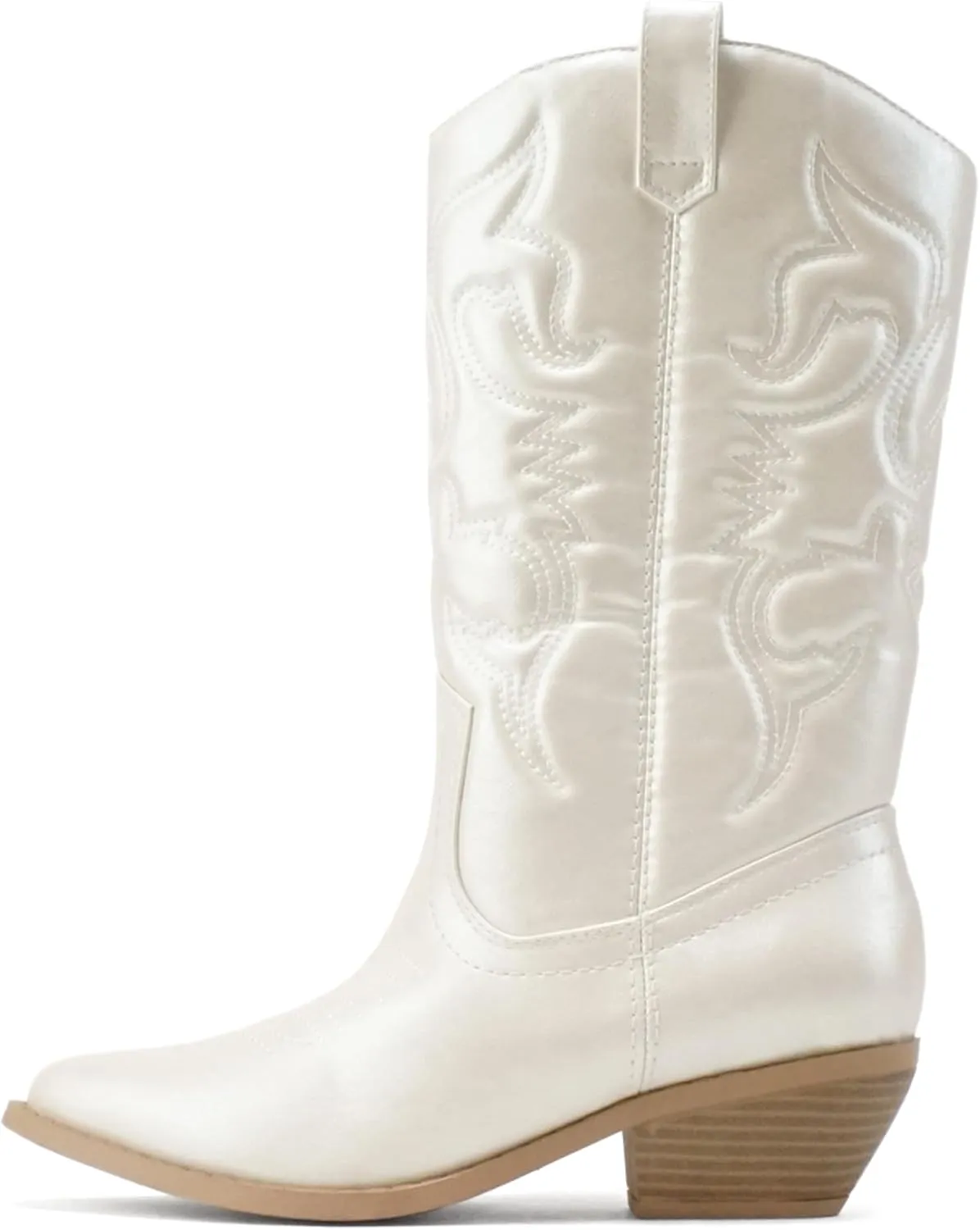 Soda RENO ~ Women Western Cowboy Stitched Pointe Toe Low Heel Ankle Mid Shaft Fashion Boots