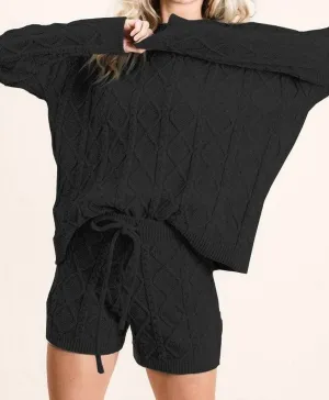 Soft Cozy Sweater Short In Black