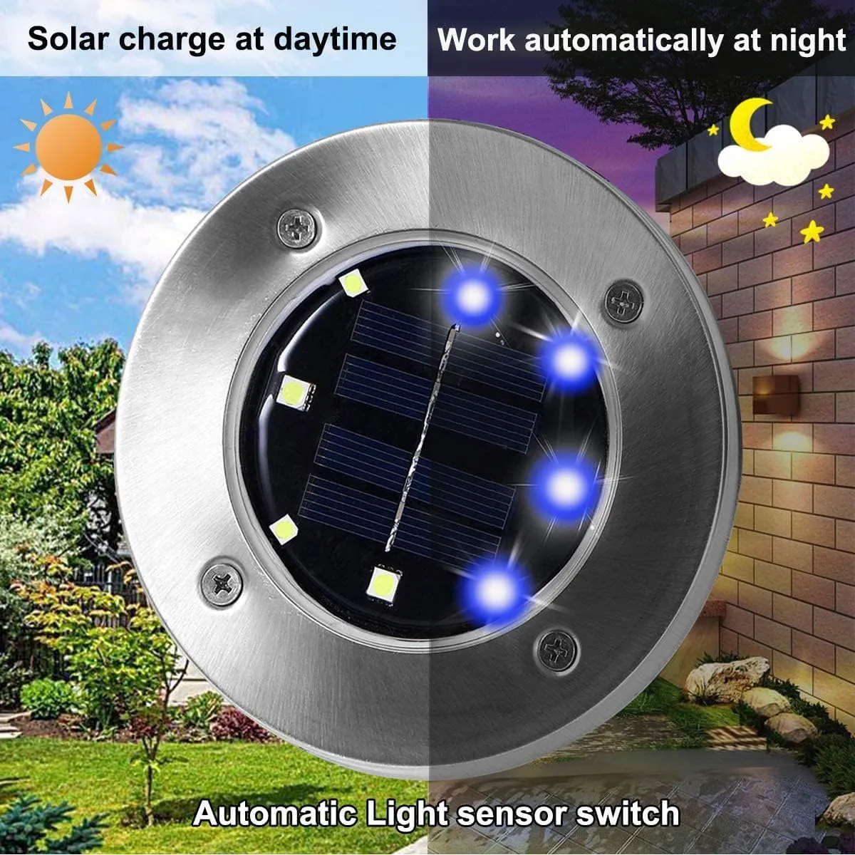 Solar Ground Lights, Waterproof Solar Garden Lights, Upgraded Outdoor Garden Waterproof Bright in-Ground Lights, Landscape Lights for Pathway,Yard,Deck,Lawn,Patio,Walkway (12 Pack Blue Light)