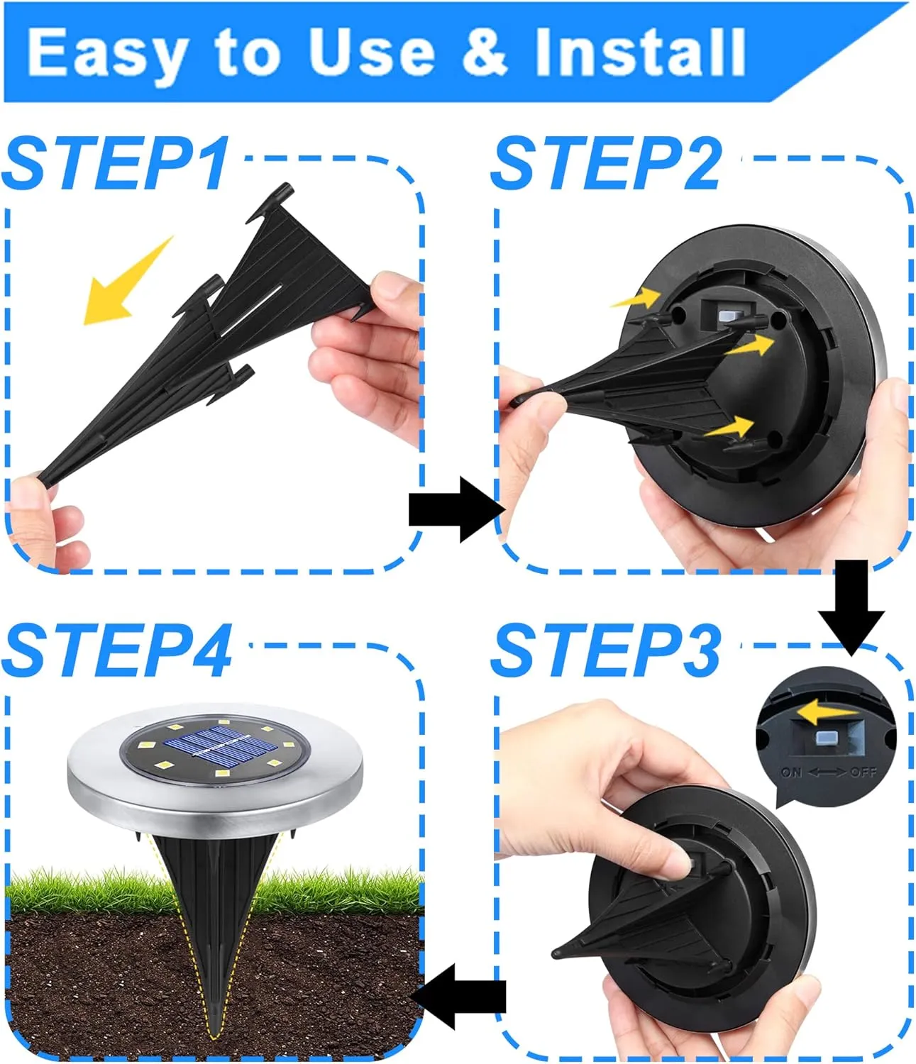 Solar Ground Lights, Waterproof Solar Garden Lights, Upgraded Outdoor Garden Waterproof Bright in-Ground Lights, Landscape Lights for Pathway,Yard,Deck,Lawn,Patio,Walkway (12 Pack Blue Light)