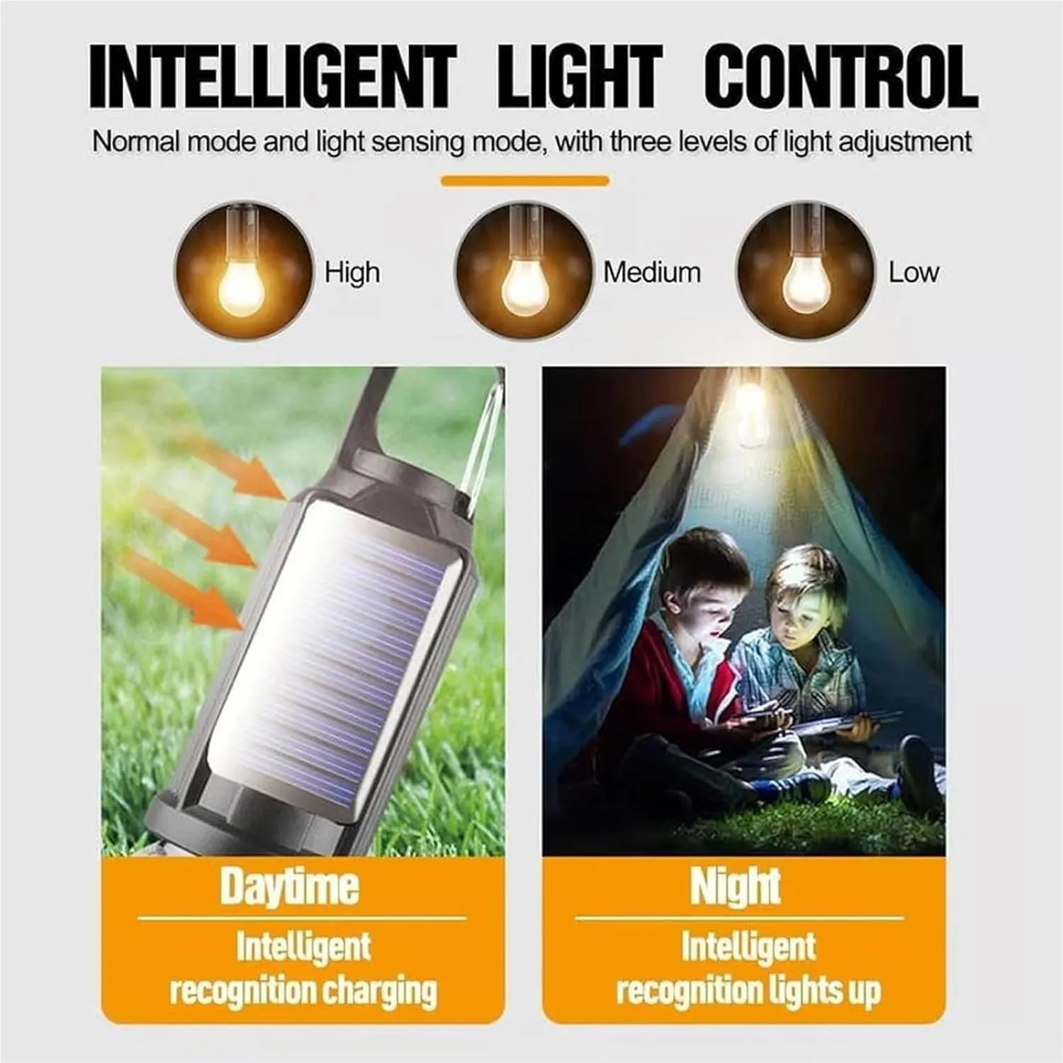 Solar Rechargeable Camping Light, 3 Pack, LED, Yellow, 1 Count