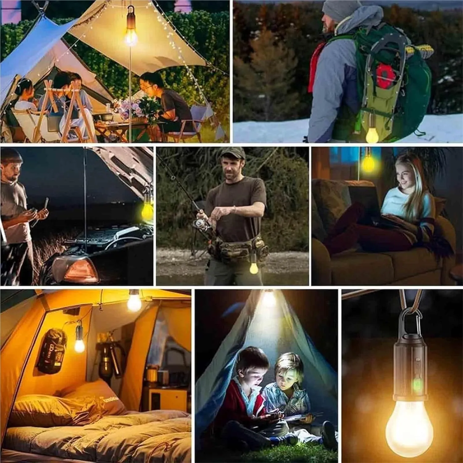 Solar Rechargeable Camping Light, 3 Pack, LED, Yellow, 1 Count