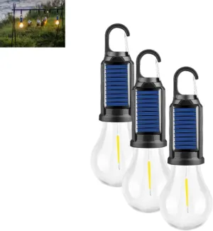 Solar Rechargeable Camping Light, 3 Pack, LED, Yellow, 1 Count