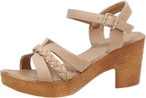 Solid Knitted Buckle Thick with High Closed S Women's Wedge Heel