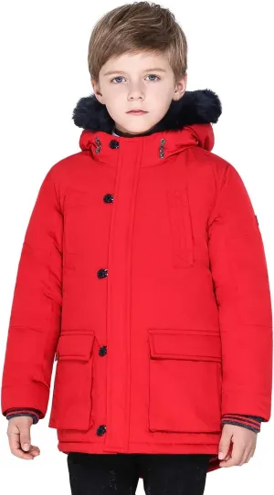 SOLOCOTE Boys Winter Coats Kids Winter Jacket Warm Thick Heavyweight Tough Long Windproof Outwear with Hood