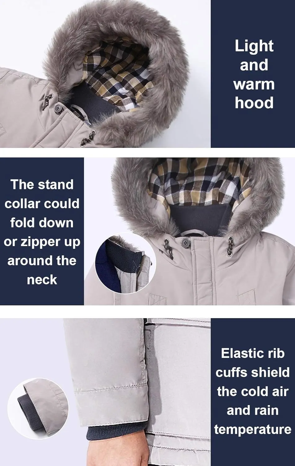SOLOCOTE Boys Winter Coats Kids Winter Jacket Warm Thick Heavyweight Tough Long Windproof Outwear with Hood