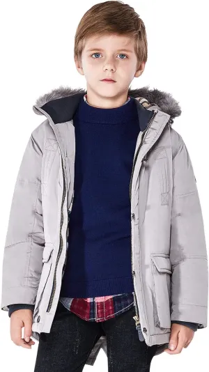SOLOCOTE Boys Winter Coats Kids Winter Jacket Warm Thick Heavyweight Tough Long Windproof Outwear with Hood