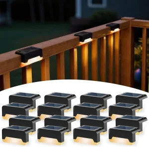 SOLPEX Solar Deck Lights, Solar Step Lights for Outside Waterproof Led Stair Light for Outdoor Fence, Balcony, Patio, Railing, Front Porch, Yard and Pathway(16pack Warm White)