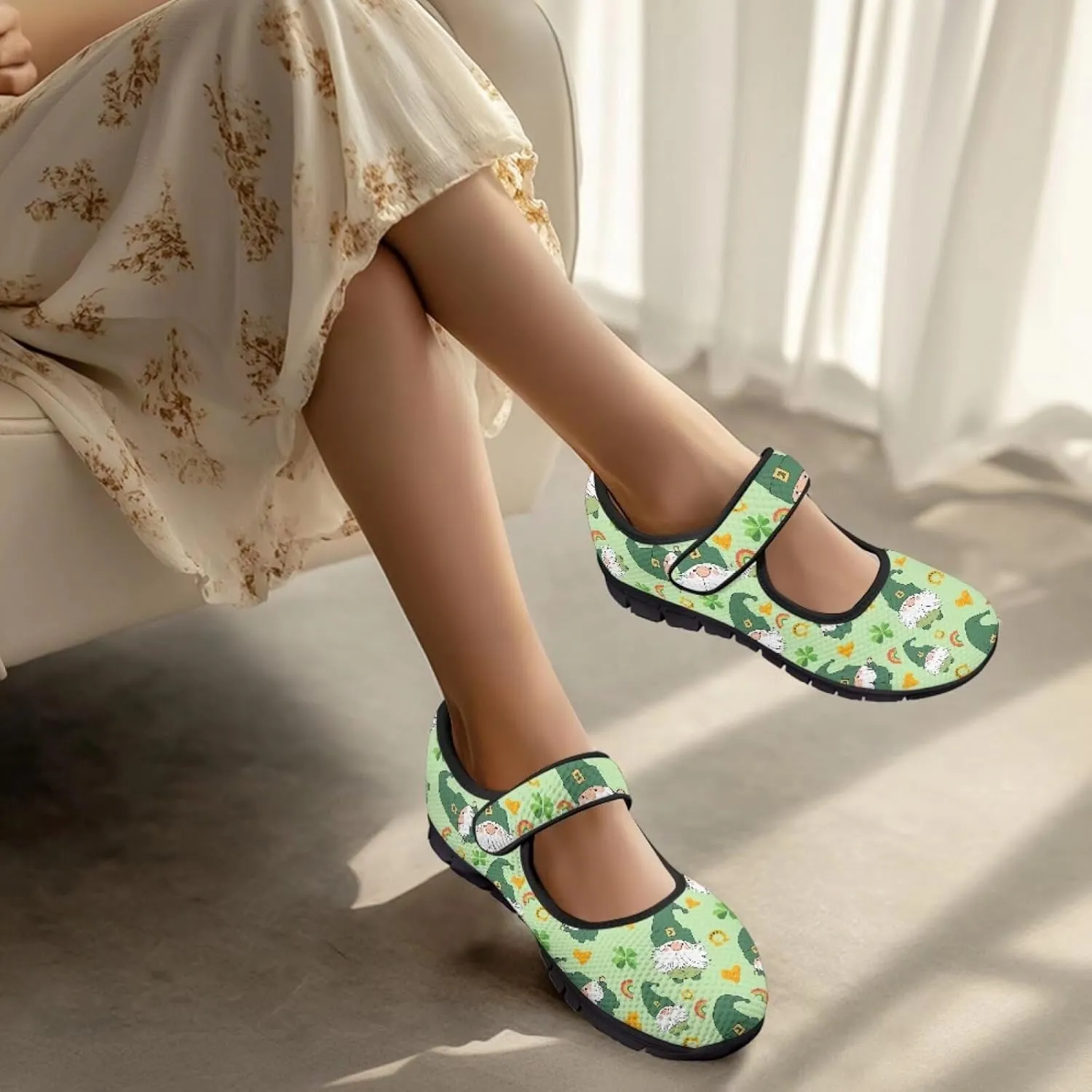 St Patricks Day Mary Jane Shoes for Womens Casual Breathable Casual Flats Non Slip Fashion Walking Sneakers