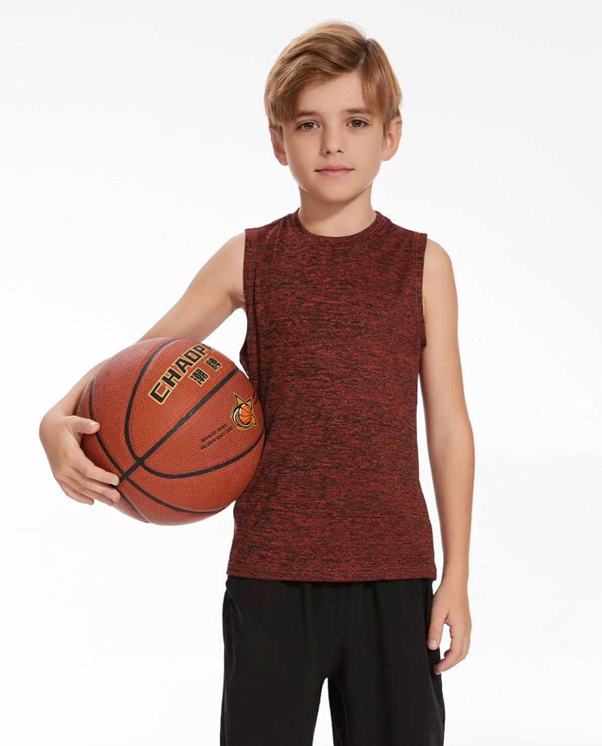 Star Vibe 5 Pack Boys Tank Tops Dry-Fit, Moisture Wicking Active Athletic Shirts Sleeveless Performance T-Shirts for Kids