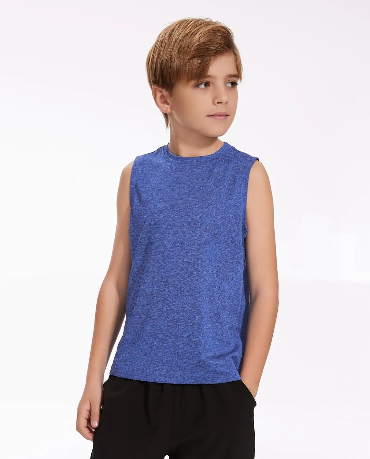 Star Vibe 5 Pack Boys Tank Tops Dry-Fit, Moisture Wicking Active Athletic Shirts Sleeveless Performance T-Shirts for Kids