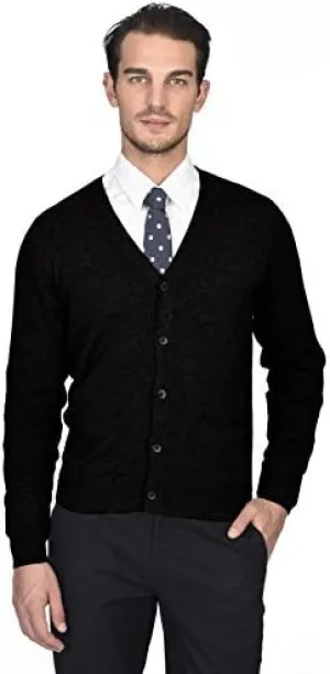 State Cashmere Men's 100% Pure Cashmere Button Front Long Sleeve Cardigan Sweater